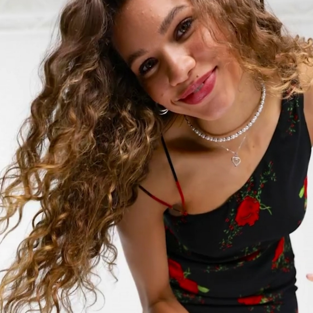Asymmetrical Rose Print Slip Dress 🌹